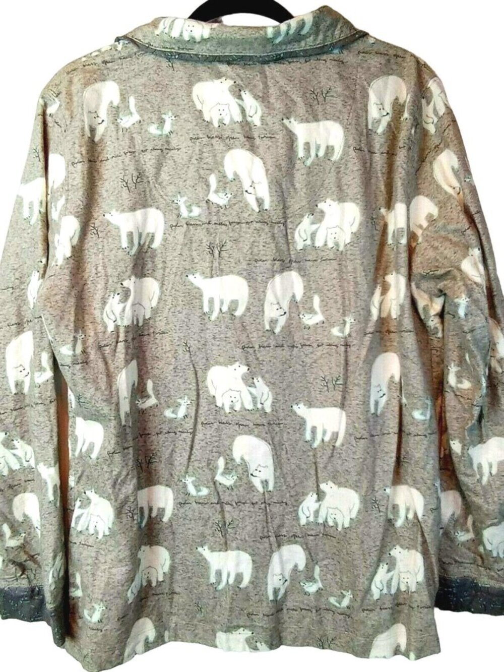 Munki Munki Pajama Shirt Top Polar Bear Medium Fleece Warm Sleepwear - Picture 3 of 8